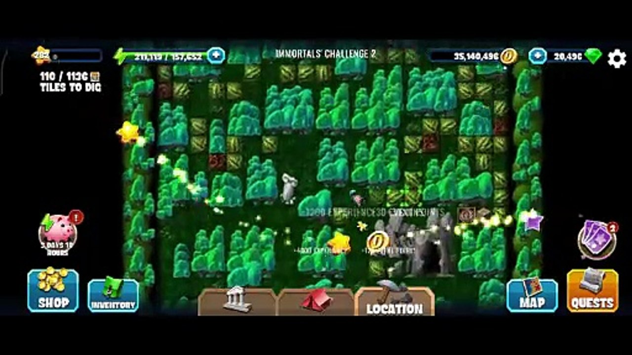 Diggy's Adventure, Immortals Challenge 2, Clash of Immortals, Tasks of the Story only.