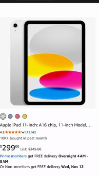 New .Apple iPad 11-inch: A16 chip, 11-inch Model, Liquid Retina Display, 128GB, Wi-Fi 6, 12MP Front/12MP Back Camera,