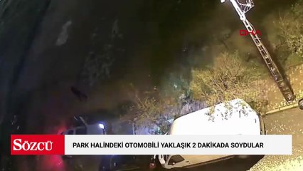 Sultangazi'de park halindeki otomobili yaklaşık 2 dakikada soydular; hırsızlık kamerada