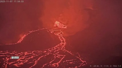 Lava flows spectacularly from Hawaii  KILAUEA volcano at dusk