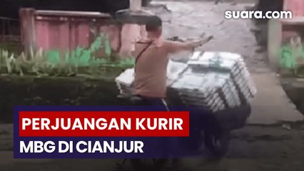 Viral Kurir Antar Paket Makanan Bergizi Gratis untuk Siswa SD di Cianjur Lewat Jalan Rusak