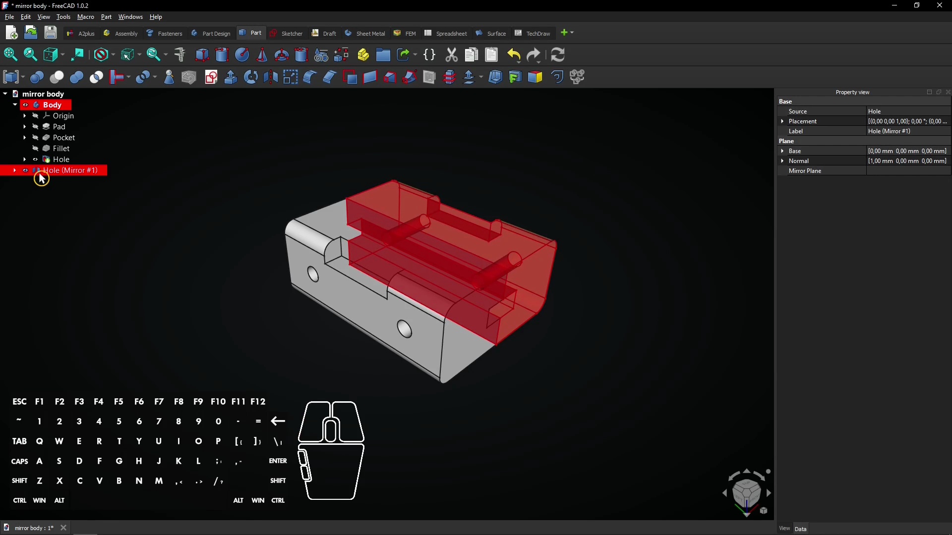 🧲 FreeCAD Tutorial - FreeCAD Mirror Body - FreeCAD Mirror Part - FreeCAD Mirror Feature