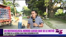 Un motociclista herido luego que se le metió un perro en la avenida Juan Pablo segundo de SPS