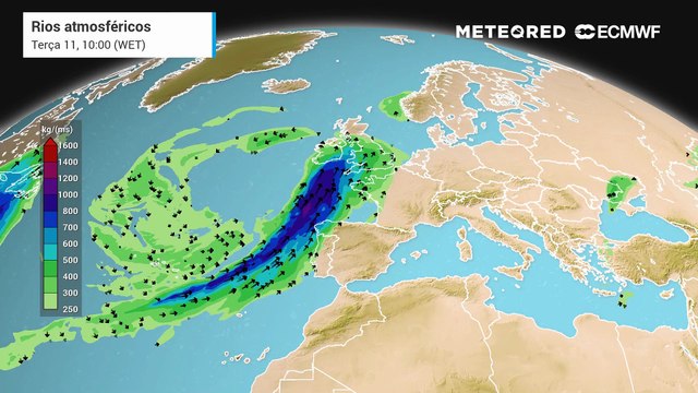 Rio atmosférico deverá afetar os Açores e Portugal continental nos próximos dias, trazendo condições adversas