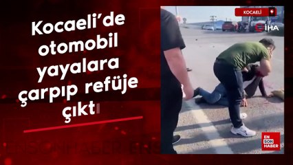 Kocaeli’de otomobil yayalara çarpıp refüje çıktı