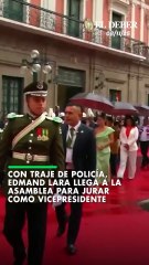 Con traje de Policía, Edmand Lara llega a la Asamblea para jurar como vicepresidente