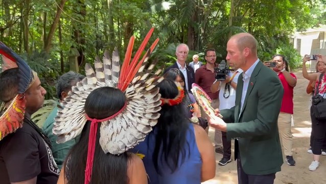 Prince William receives gifts from indigenous community leaders on final stop of Brazil trip