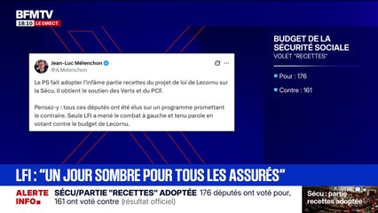 Budget de la Sécurité sociale adoptée: Jean-Luc Mélenchon fustige le PS qui a "fait adopter l'infâme partie" sur les recettes