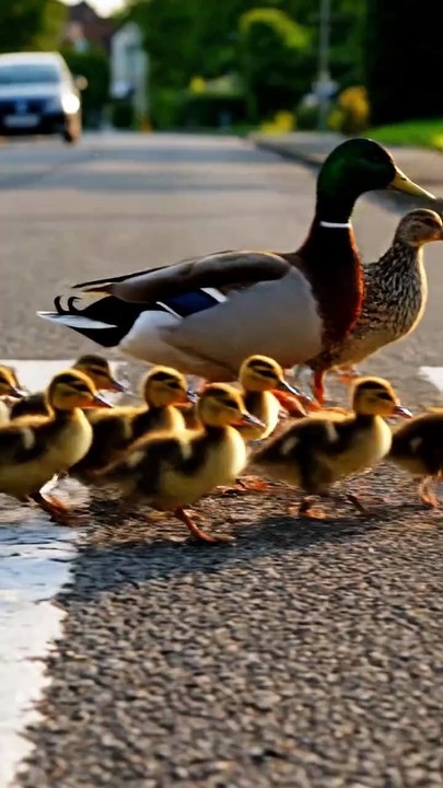 Duck Family Crossing the Road 🦆 | Cute Ducklings Moment | Heartwarming Animal Video 2025