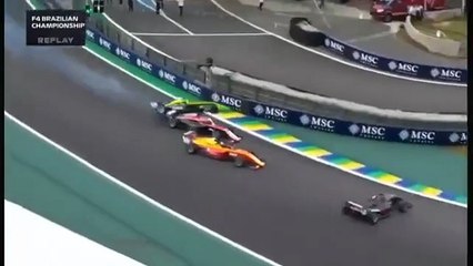 F4 Brazilian 2025 Interlagos Race Big Crash Flip