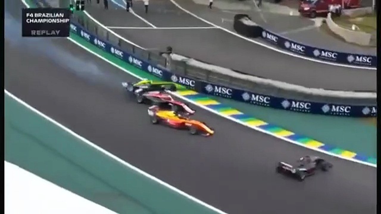 F4 Brazilian 2025 Interlagos Race Big Crash Flip