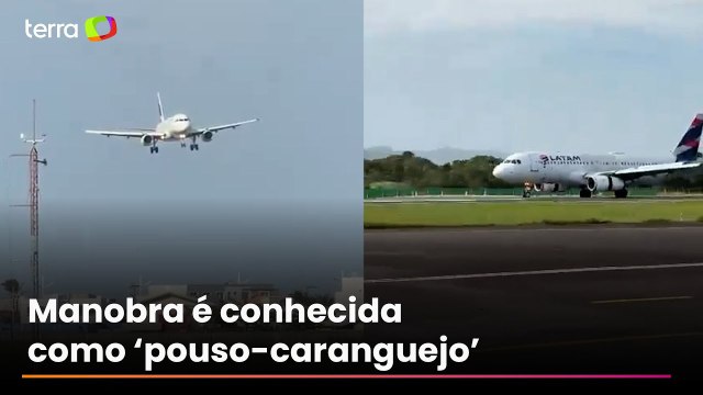 Vídeo impressiona ao mostrar avião pousando ‘de lado’ por fortes ventos em Santa Catarina