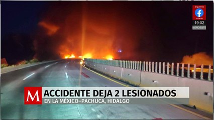Accidente sobre la México-Pachuca deja dos heridos y dos autos fuera de la carretera