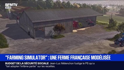 Une ferme française située dans la Sarthe modélisée dans le jeu vidéo "Farming Simulator"