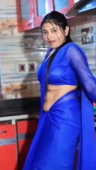 beautiful expressions indian woman in blue 🔵 saree