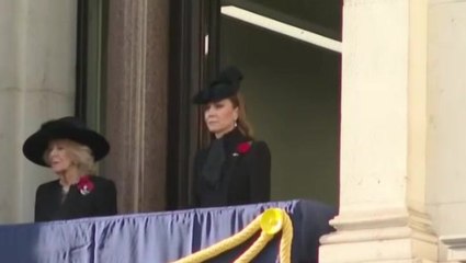 Kate watches on from balcony as King Charles leads Remembrance Sunday service