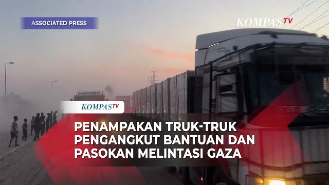 Penampakan Truk-truk Pengangkut Bantuan dan Pasokan Bergerak Melintasi Gaza