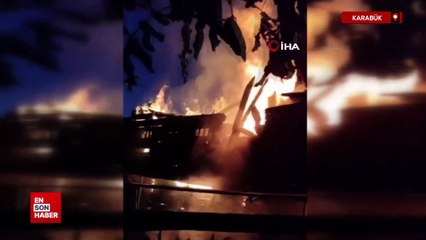 Karabük'te alevlere teslim olan ahşap evdeki 5 kişi dumandan etkilendi