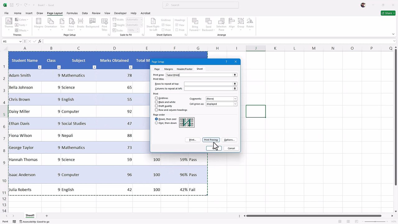 Microsoft Excel 44 Page Setup and Printing Options