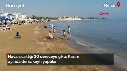 Hava sıcaklığı 30 dereceye çıktı: Kasım ayında deniz keyfi yaptılar