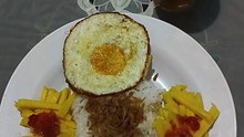 "Nasi Campur" udang rebon+Sambal mangga+telur