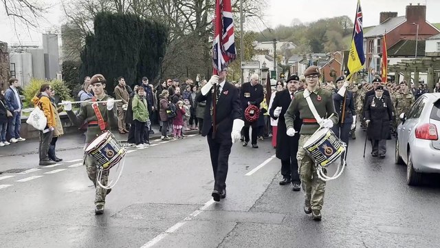 The parade leaves Crediton Parish Church to Crediton War Memorial, video Alan Quick IMG_7555