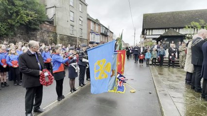 Rev Matthew Tregenza, Commander Brian Boxall-Hunt OBE and the Town Band bugler at Crediton War Memorial, video Alan Quick IMG_7571
