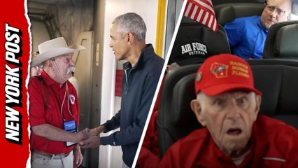 Obama stuns veterans with visit on honor flight to DC