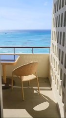 Colorful beach umbrellas from the resort balcony