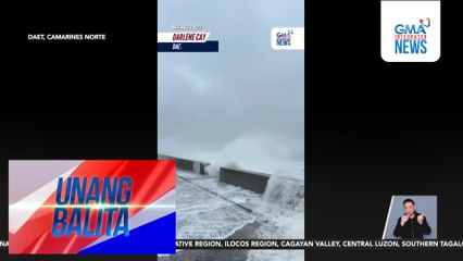 Bayan ng Daet, buong araw binabyo ng malakas na hanging dulot ng Bagyong Uwan | Unang Balita