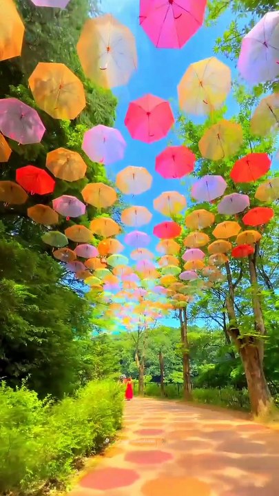 Colorful sky with umbrella