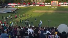 Pakistani players dance after winning final cup