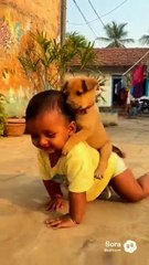 Baby and Dog ! #shorts #youtubeshorts #baby #dog #babyanddog #dogandbaby #smile