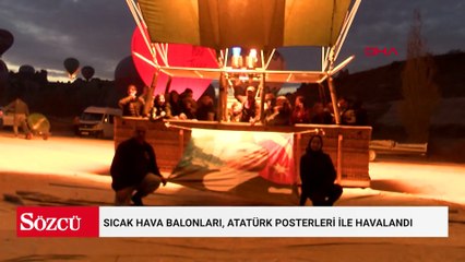 Sıcak hava balonları, Atatürk posterleri ile havalandı