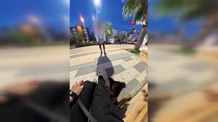 Bankta köpeğiyle oturan yabancı kız çocuğu hayatının şokunu yaşadı