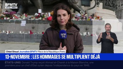 13-Novembre: à la veille du 10e anniversaire des attentats, des fleurs en hommage aux victimes ont été déposées place de la République à Paris