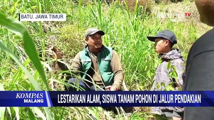 Pelajar SMP Kota Batu Tanam Pohon di Jalur Pendakian Gunung Bokong
