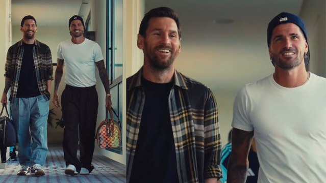 Leo Messi llega a Alicante junto a su escudero De Paul 