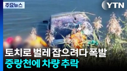 토치로 벌레 잡으려다 폭발...중랑천에 차량 추락 / YTN