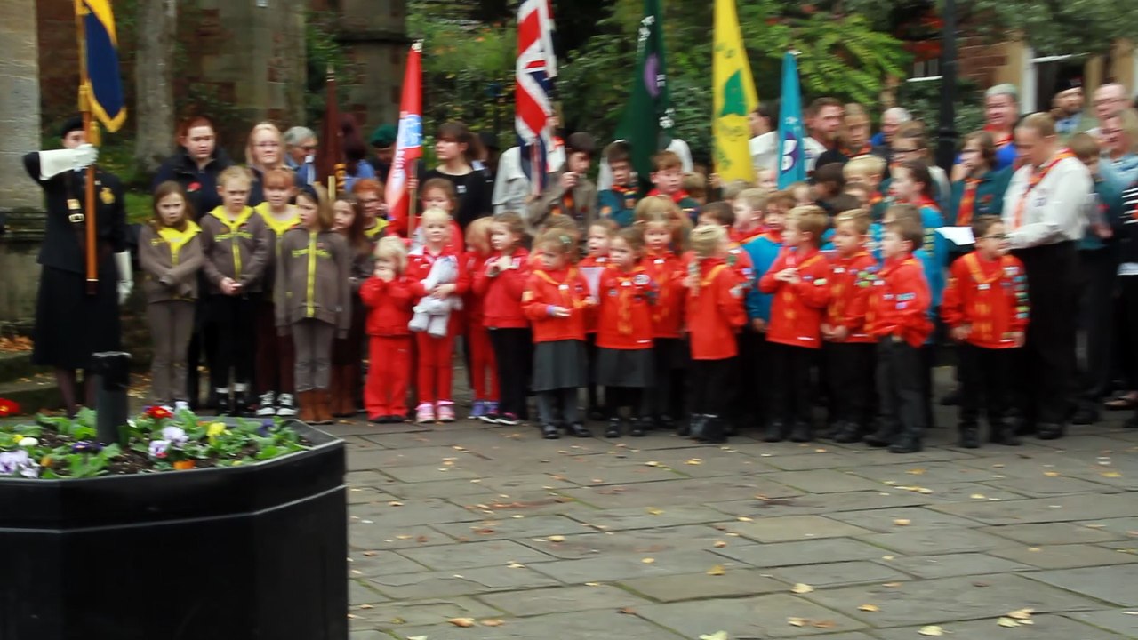 The singing of 'I Vow to Thee My Country' during a remembrance service in Minehead, filmed by George Ody.