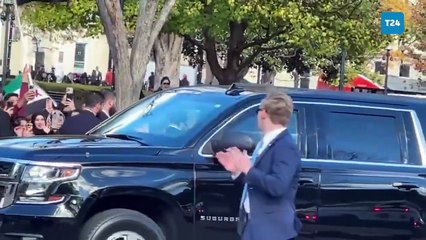 Şara, Beyaz Saray'ın önünde toplanan Suriyelileri böyle selamladı