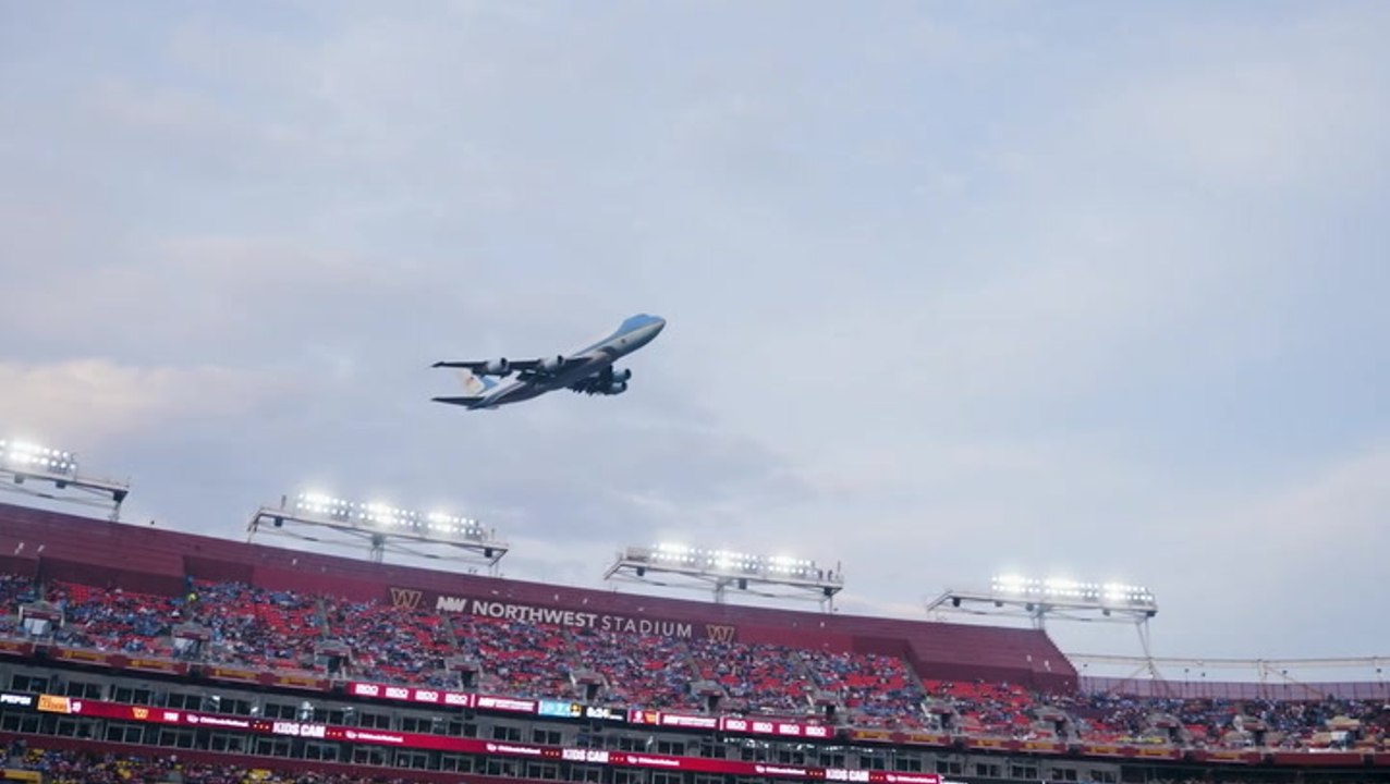 Behind the scenes look at Trump at Commanders game - and 'greatest flyover ever'