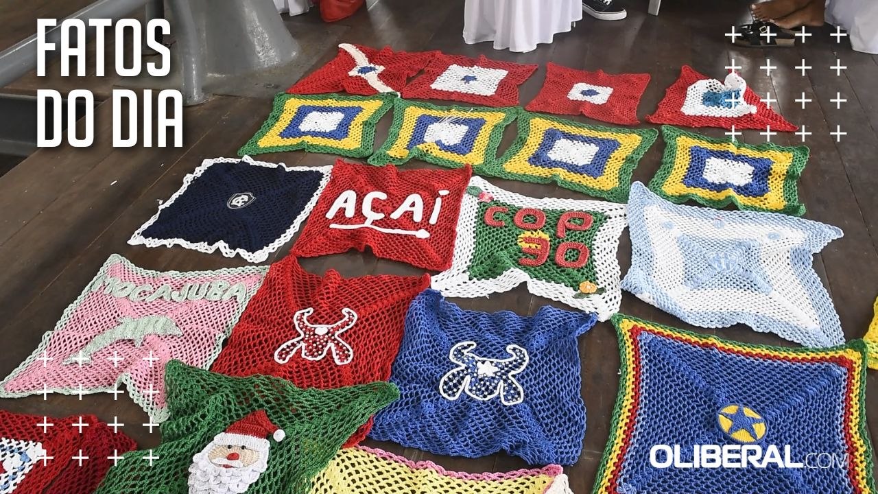 Tapete de crochê suspenso vai colorir a área do comércio em Belém