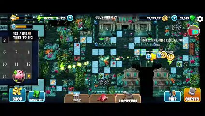 Fugu's Fortress, Diggy's Adventure, Atlantis, Side Story, Tasks of the Story only.