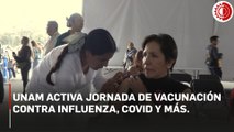 UNAM activa jornada de vacunación contra influenza, COVID y más.