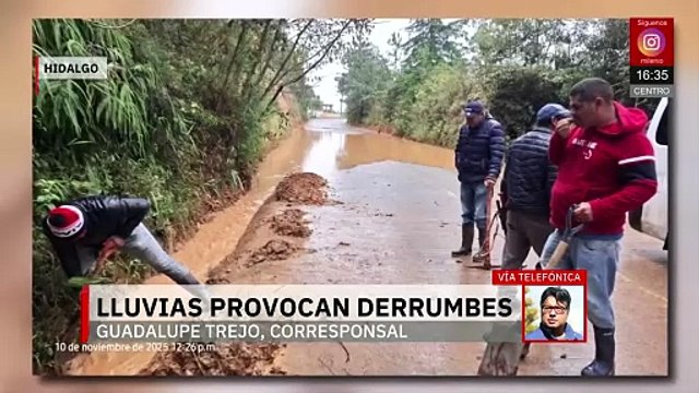 En Hidalgo, las lluvias del frente frío 13 provocan derrumbes
