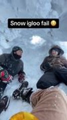 People Relaxing Inside Igloo Get Surprised When It Collapses