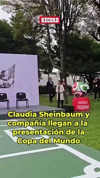 La Presidenta de México, Secretaria de Gobernación, Representante de México en el Mundial y Jurgen Mainka, ya listos para la presentación de la Copa del Mundo 2026.