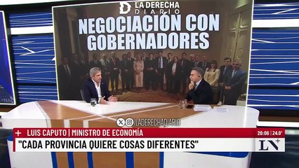 Caputo llamó a los gobernadores a aprobar las reformas de Milei: "Si apoyan las reformas vamos a crecer fuertemente, y el país recauda más... Es mucho más lo que se benefician las provincias por aumento de la recaudación gracias al crecimiento económico".