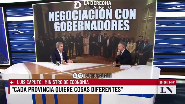 Caputo llamó a los gobernadores a aprobar las reformas de Milei: Si apoyan las reformas vamos a crecer fuertemente, y el país recauda más... Es mucho más lo que se benefician las provincias por aumento de la recaudación gracias al crecimiento económico .